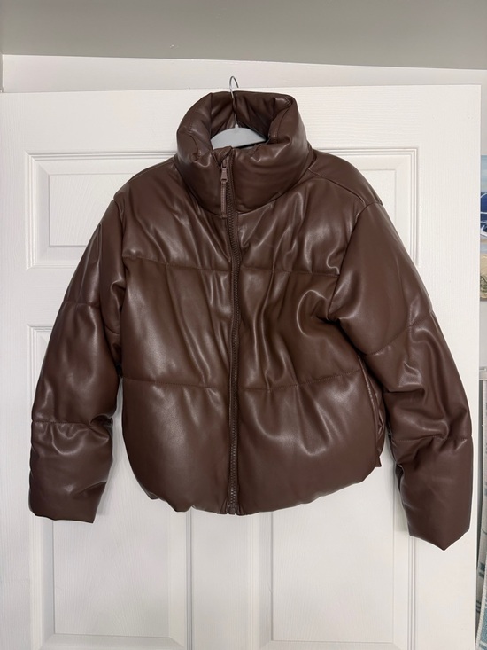 Old Navy Jackets & Blazers - Old Navy Brown Faux Leather Puffer Jacket